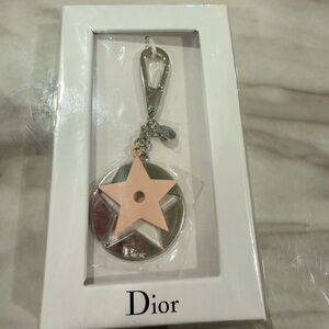 Dior Star Keychain with Silver and Cream Tones